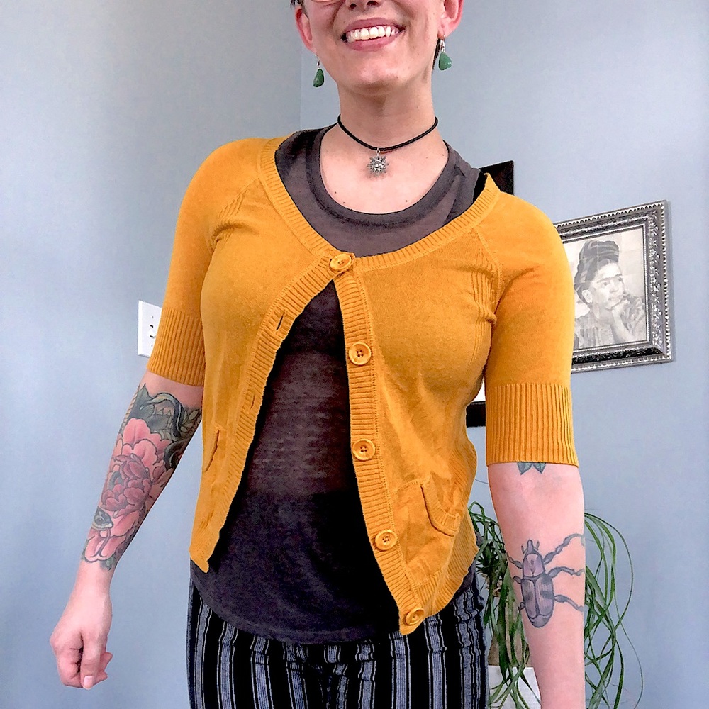 Small Mossimo Mustard Yellow Cardigan